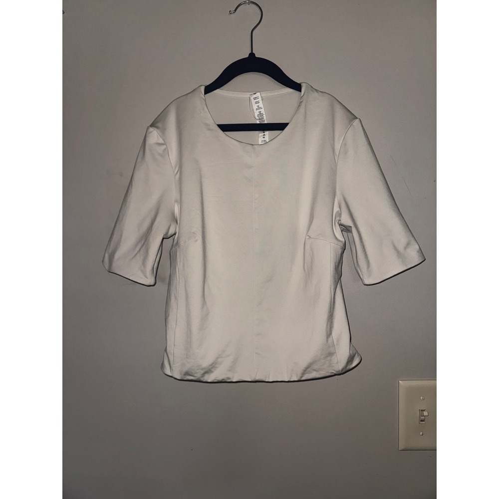 Lululemon All it Takes Athletic Tshirt Cream Scoop Neck Size S
